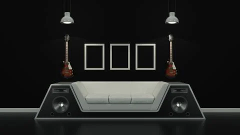 Modern interior room 3D with nice furniture inside Stock Illustration