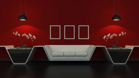 Modern interior room 3D with nice furniture inside Stock Illustration