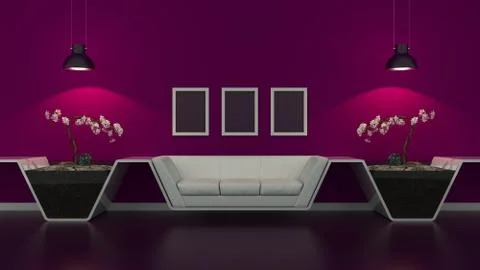 Modern interior room 3D with nice furniture inside Stock Illustration