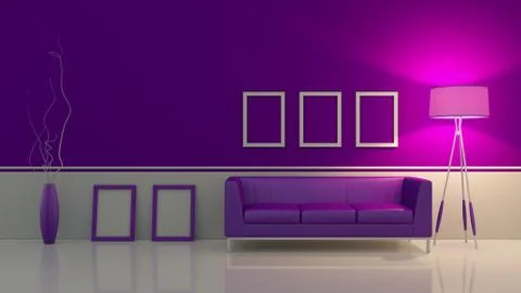 Modern interior room 3D with nice furniture inside Stock Illustration