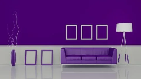 Modern interior room 3D with nice furniture inside Stock Illustration