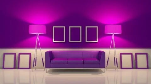 Modern interior room 3D with nice furniture inside Stock Illustration
