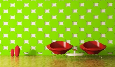 Modern interior of room 3d render Stock Illustration