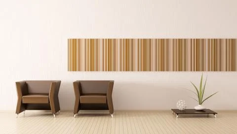 Modern interior of room 3d render Stock Illustration