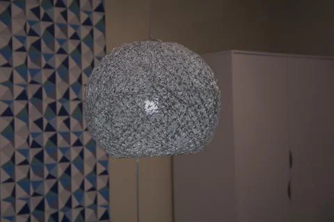 Modern Interior with a round shape lamp. Stock Photos