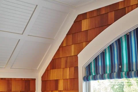 Modern Interior with Rustic Touch and Nautical Elements, Eye-Level View Stock Photos