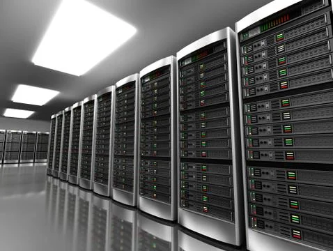 Modern interior of server room in datacenter Stock Illustration