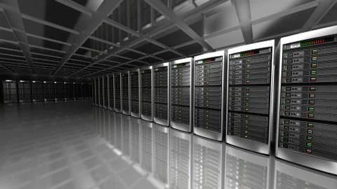 Modern interior of server room in datacenter Illustrazione stock