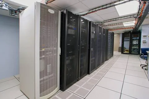 Modern interior of server room in datacenter Modern interior of server roo... 스톡 사진