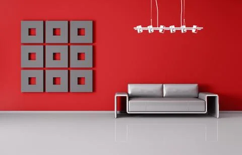 Modern interior with sofa 3d render Stock Photos