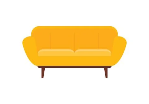 Modern interior sofa icon in flat style Stock Illustration