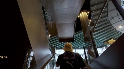 Modern interior of Starbucks Reserve Roastery building, people are goi Stock-Footage 306344968