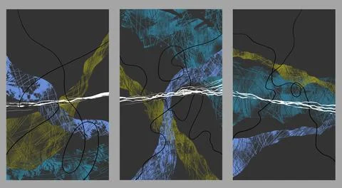 Modern interior triptych Illustrazione stock