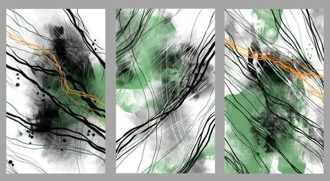 Modern interior triptych イラスト素材
