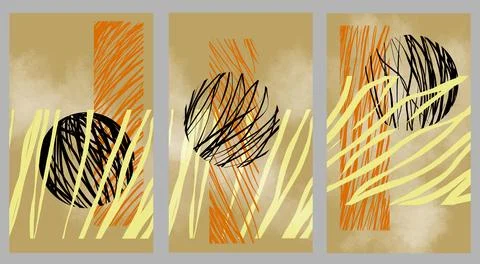 Modern interior triptych Stock Illustration