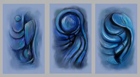 Modern interior triptych 스톡 일러스트