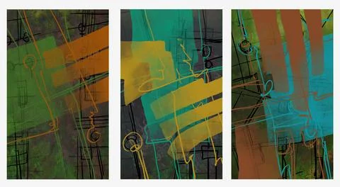 Modern interior triptych 스톡 일러스트