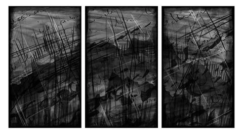 Modern interior triptych Stock Illustration