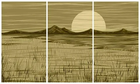 Modern interior triptych Illustrazione stock