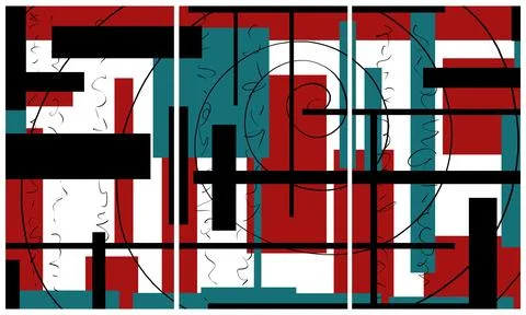 Modern interior triptych 스톡 일러스트