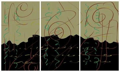 Modern interior triptych Stock Illustration