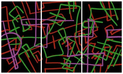 Modern interior triptych Illustrazione stock