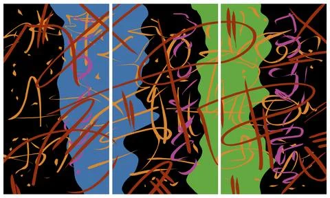 Modern interior triptych 스톡 일러스트