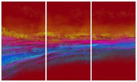 Modern interior triptych Stock Illustration