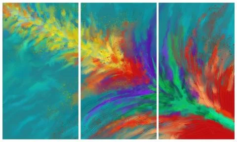 Modern interior triptych 스톡 일러스트