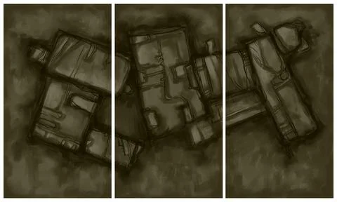 Modern interior triptych 스톡 일러스트