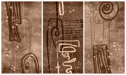 Modern interior triptych 스톡 일러스트