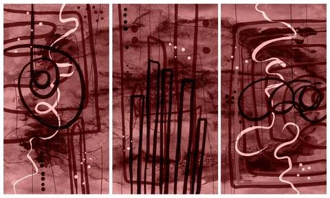 Modern interior triptych Illustrazione stock