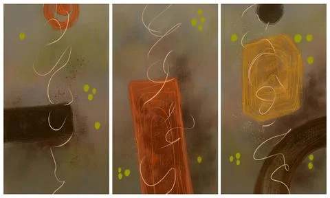 Modern interior triptych 스톡 일러스트