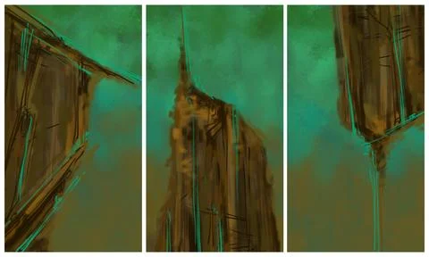 Modern interior triptych Illustrazione stock