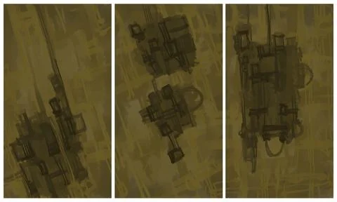 Modern interior triptych Illustrazione stock