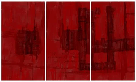 Modern interior triptych Stock Illustration