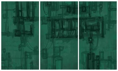 Modern interior triptych Illustrazione stock