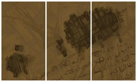 Modern interior triptych Stock Illustration