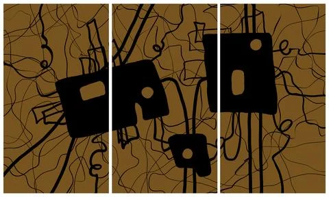 Modern interior triptych Illustrazione stock