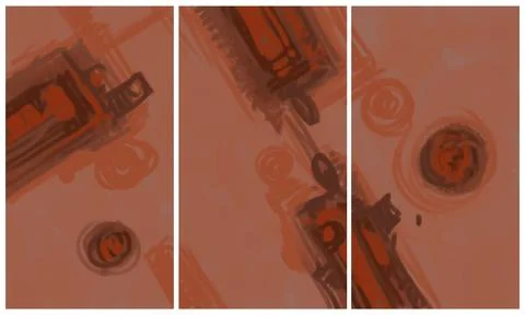 Modern interior triptych Stock Illustration