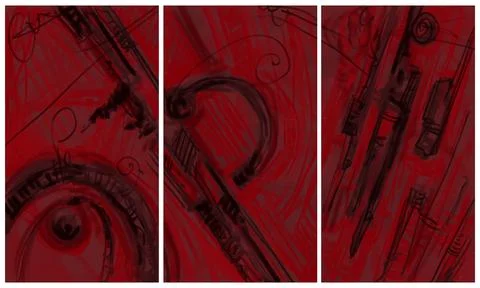 Modern interior triptych Illustrazione stock