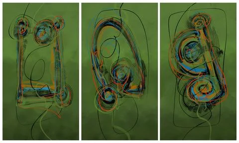 Modern interior triptych Stock Illustration