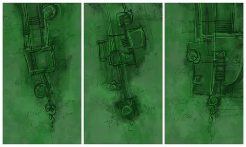 Modern interior triptych イラスト素材