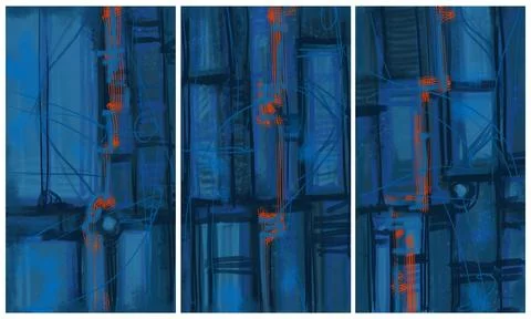 Modern interior triptych Stock Illustration