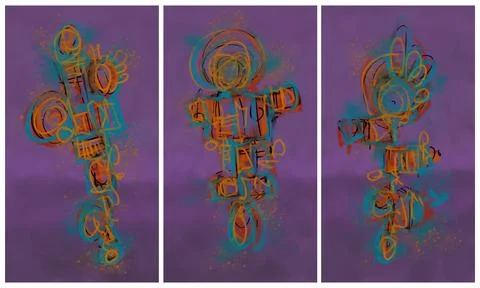 Modern interior triptych イラスト素材
