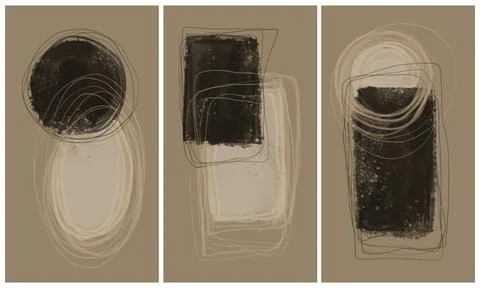 Modern interior triptych Stockillustratie