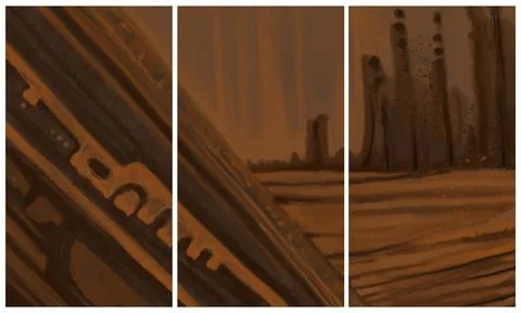 Modern interior triptych Stock Illustration