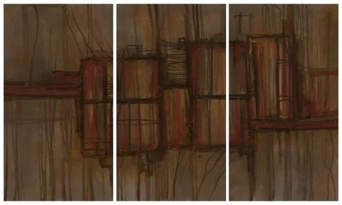 Modern interior triptych 스톡 일러스트