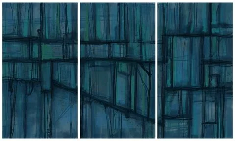 Modern interior triptych 스톡 일러스트