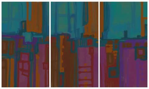 Modern interior triptych Illustrazione stock